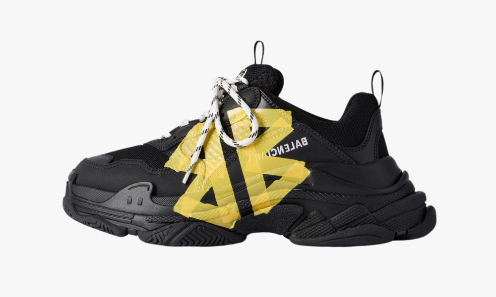 Balenciaga Triple S Tape Type Sneaker "Black Yellow"